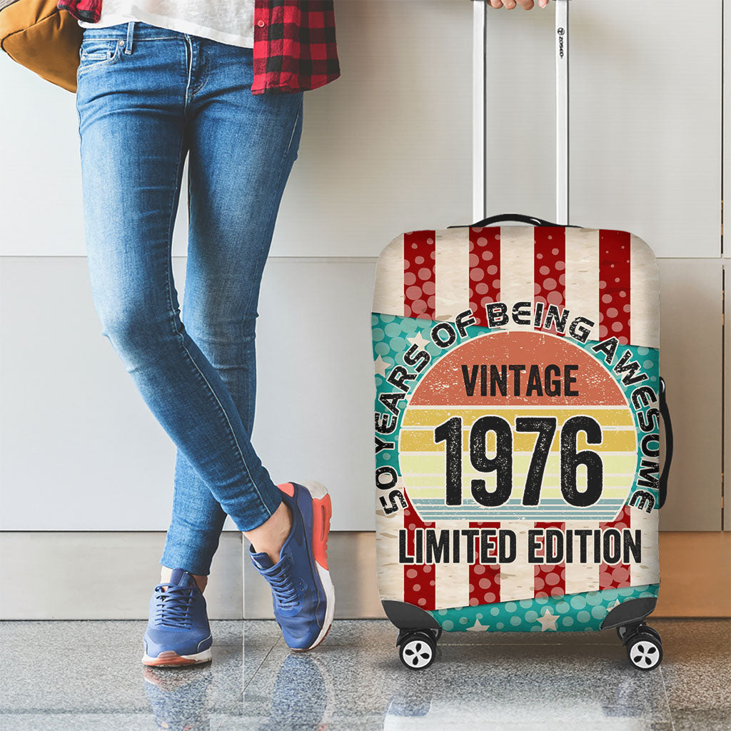 America Vintage 1976 50th Birthday Luggage Cover Retro Sunset Patriotic