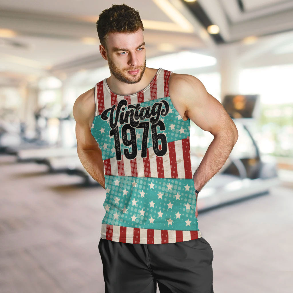 America Vintage 1976 50th Birthday Men Tank Top Retro Sunset Patriotic