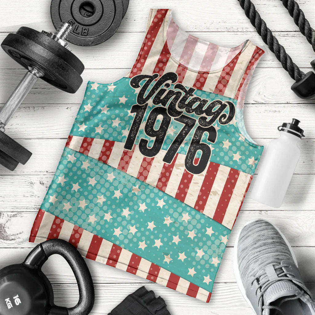 America Vintage 1976 50th Birthday Men Tank Top Retro Sunset Patriotic