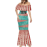 America Vintage 1976 50th Birthday Mermaid Dress Retro Sunset Patriotic