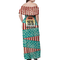 America Vintage 1976 50th Birthday Off Shoulder Maxi Dress Retro Sunset Patriotic