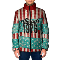 America Vintage 1976 50th Birthday Padded Jacket Retro Sunset Patriotic
