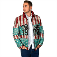America Vintage 1976 50th Birthday Padded Jacket Retro Sunset Patriotic