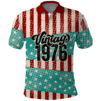 America Vintage 1976 50th Birthday Polo Shirt Retro Sunset Patriotic
