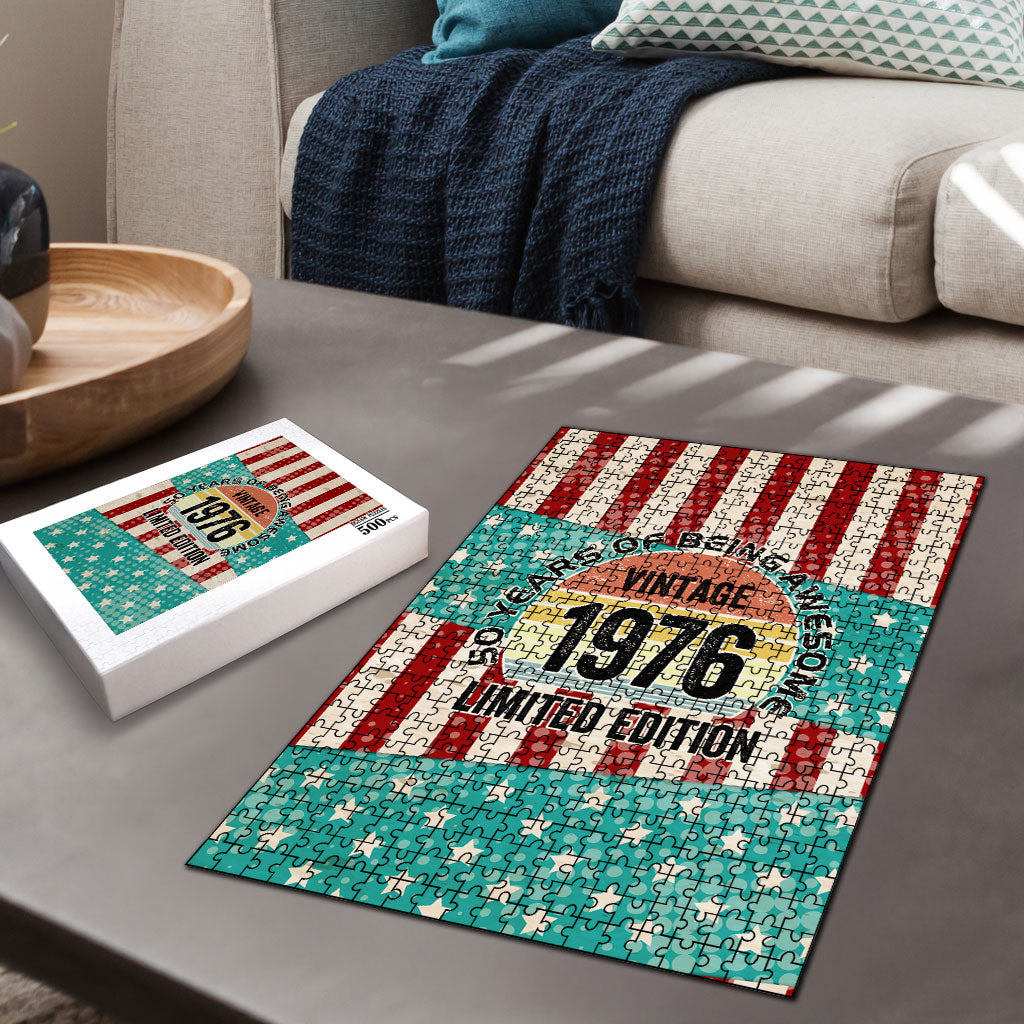 America Vintage 1976 50th Birthday Puzzle Retro Sunset Patriotic