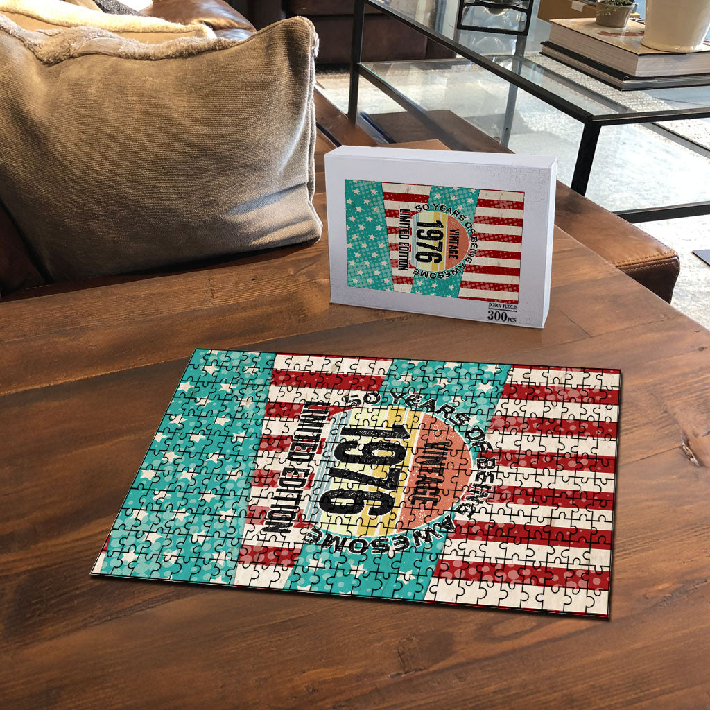 America Vintage 1976 50th Birthday Puzzle Retro Sunset Patriotic