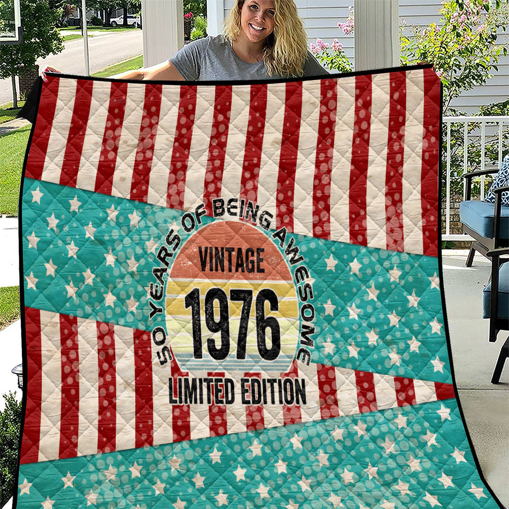 America Vintage 1976 50th Birthday Quilt Retro Sunset Patriotic
