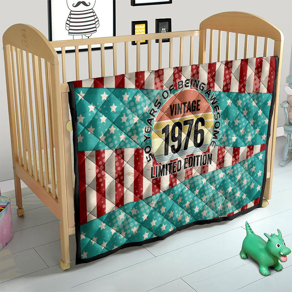America Vintage 1976 50th Birthday Quilt Retro Sunset Patriotic