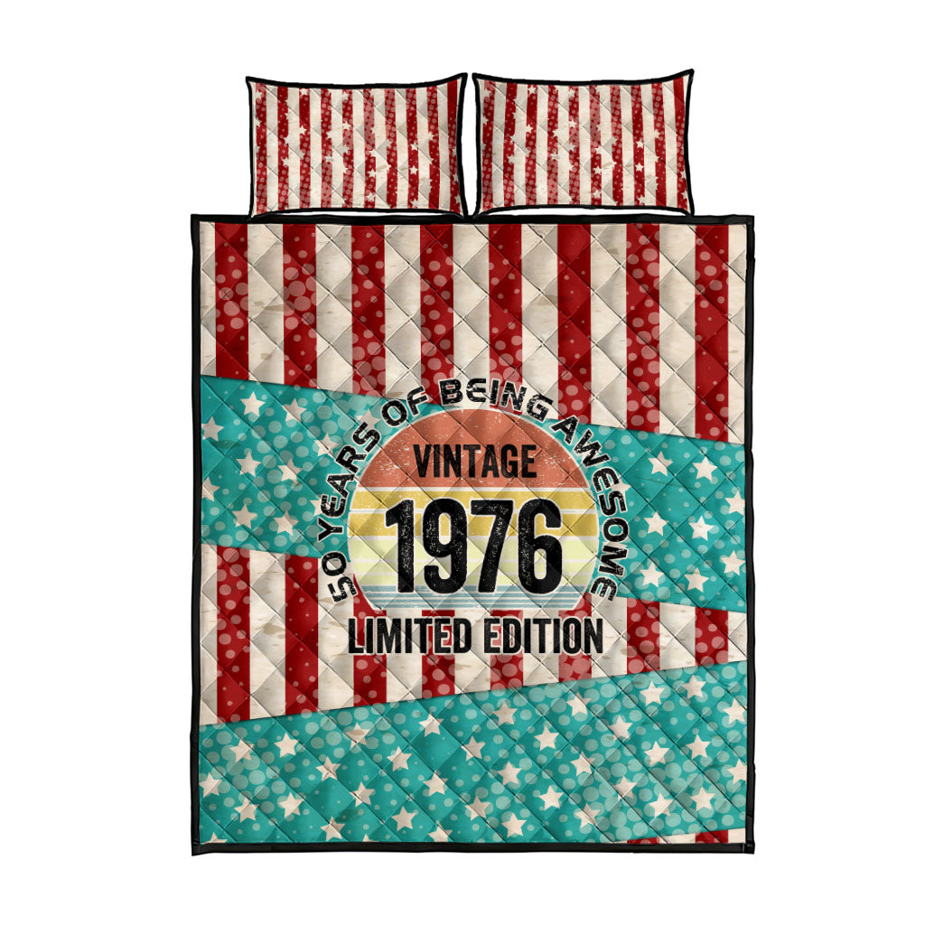 America Vintage 1976 50th Birthday Quilt Bed Set Retro Sunset Patriotic