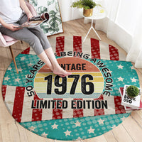 America Vintage 1976 50th Birthday Round Carpet Retro Sunset Patriotic
