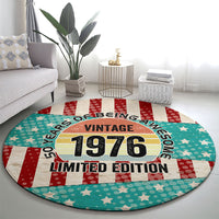 America Vintage 1976 50th Birthday Round Carpet Retro Sunset Patriotic
