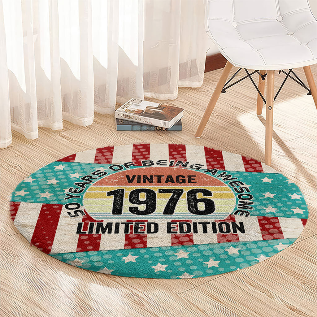 America Vintage 1976 50th Birthday Round Carpet Retro Sunset Patriotic