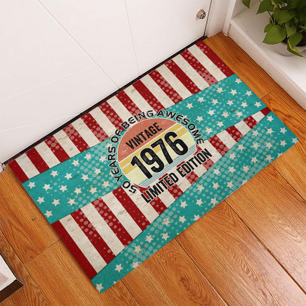 America Vintage 1976 50th Birthday Rubber Doormat Retro Sunset Patriotic