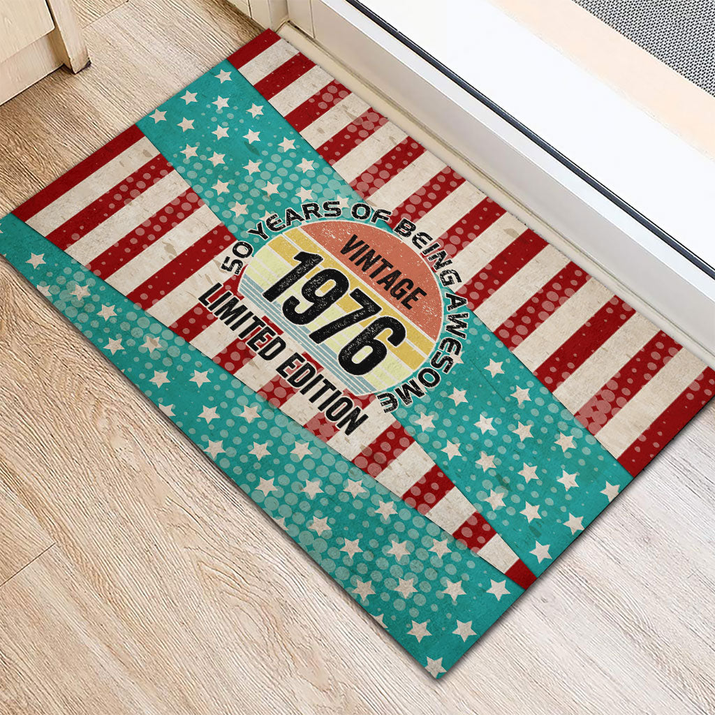 America Vintage 1976 50th Birthday Rubber Doormat Retro Sunset Patriotic