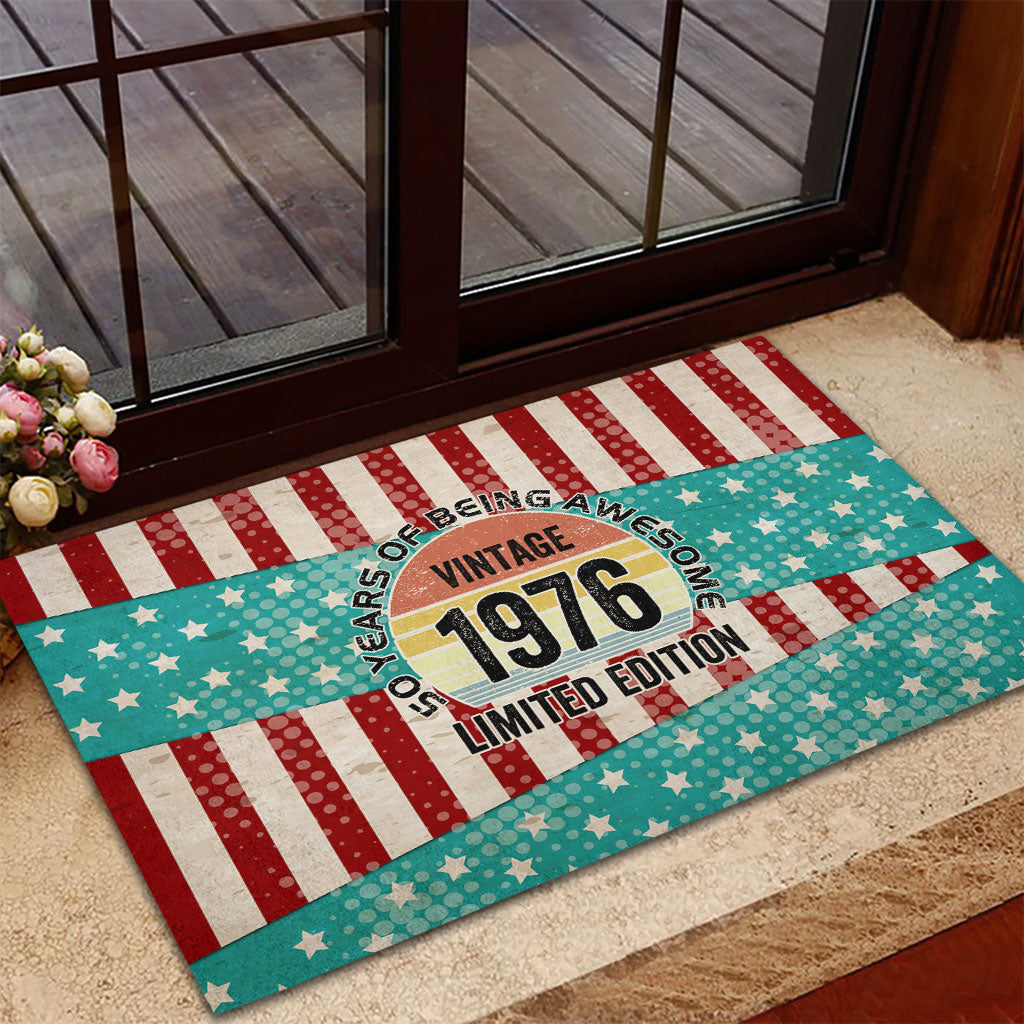 America Vintage 1976 50th Birthday Rubber Doormat Retro Sunset Patriotic