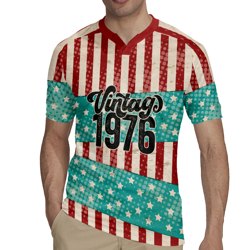 America Vintage 1976 50th Birthday Rugby Jersey Retro Sunset Patriotic