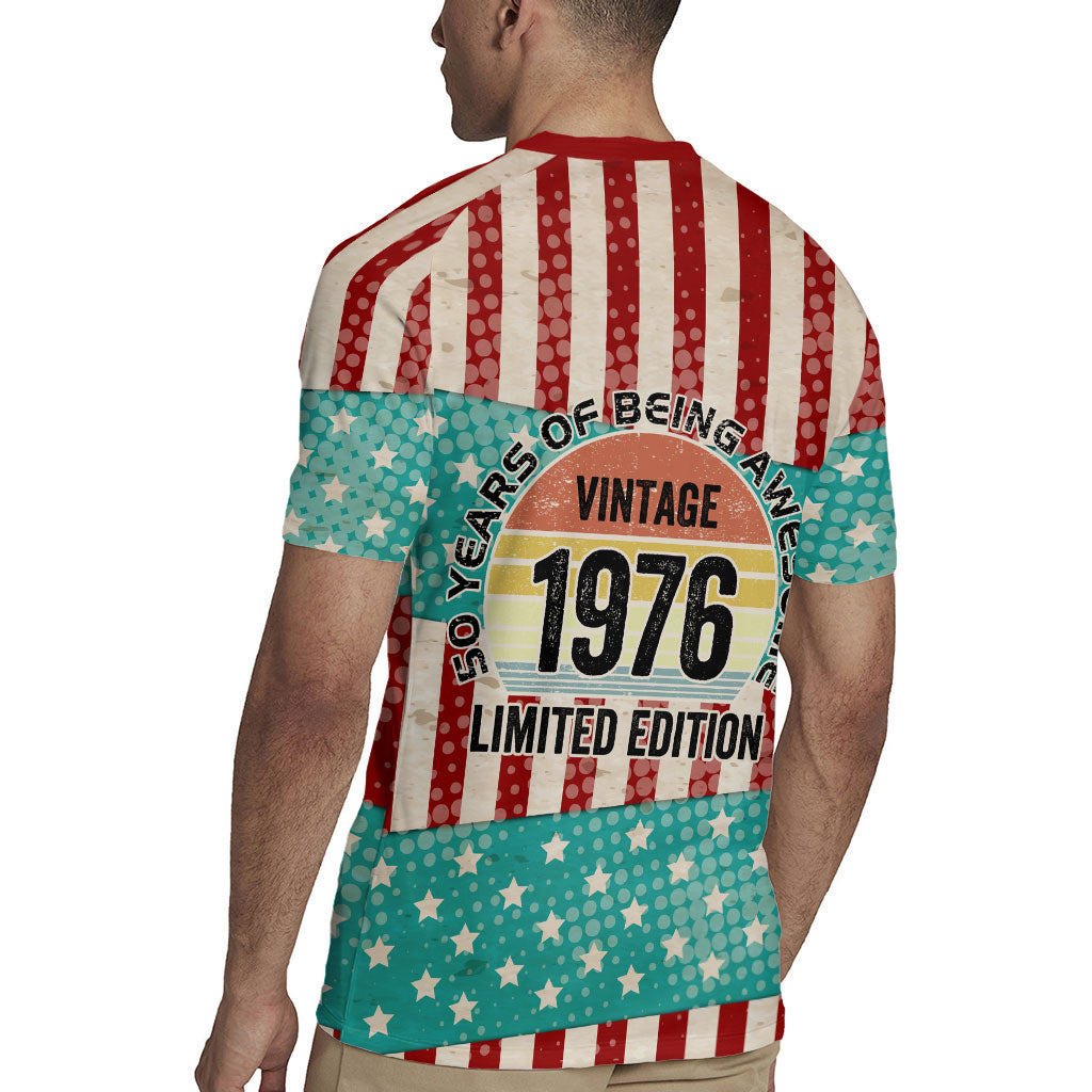America Vintage 1976 50th Birthday Rugby Jersey Retro Sunset Patriotic