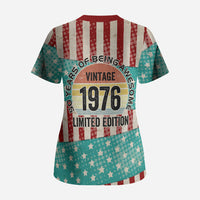 America Vintage 1976 50th Birthday Scrub Top Retro Sunset Patriotic