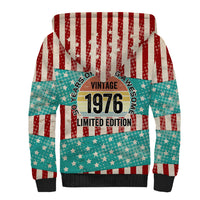 America Vintage 1976 50th Birthday Sherpa Hoodie Retro Sunset Patriotic