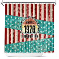 America Vintage 1976 50th Birthday Shower Curtain Retro Sunset Patriotic