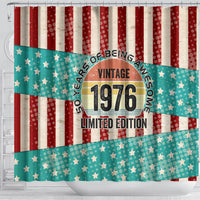 America Vintage 1976 50th Birthday Shower Curtain Retro Sunset Patriotic