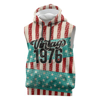 America Vintage 1976 50th Birthday Sleeveless Hoodie Retro Sunset Patriotic