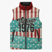 America Vintage 1976 50th Birthday Sleeveless Puffer Jacket Retro Sunset Patriotic