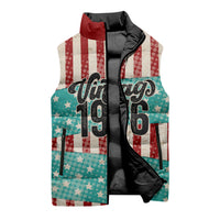 America Vintage 1976 50th Birthday Sleeveless Puffer Jacket Retro Sunset Patriotic