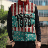 America Vintage 1976 50th Birthday Sleeveless Puffer Jacket Retro Sunset Patriotic