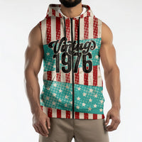 America Vintage 1976 50th Birthday Sleeveless Zip Hoodie Retro Sunset Patriotic
