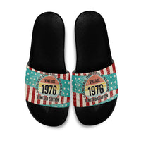 America Vintage 1976 50th Birthday Slide Sandals Retro Sunset Patriotic