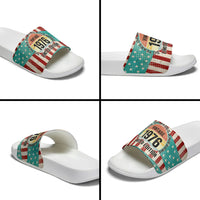 America Vintage 1976 50th Birthday Slide Sandals Retro Sunset Patriotic