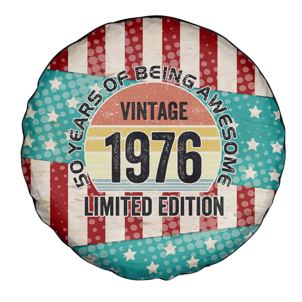 America Vintage 1976 50th Birthday Spare Tire Cover Retro Sunset Patriotic