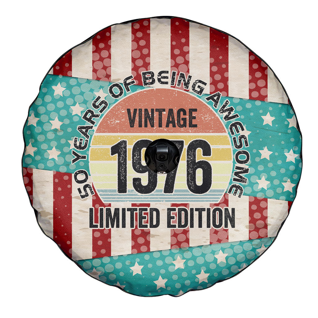 America Vintage 1976 50th Birthday Spare Tire Cover Retro Sunset Patriotic