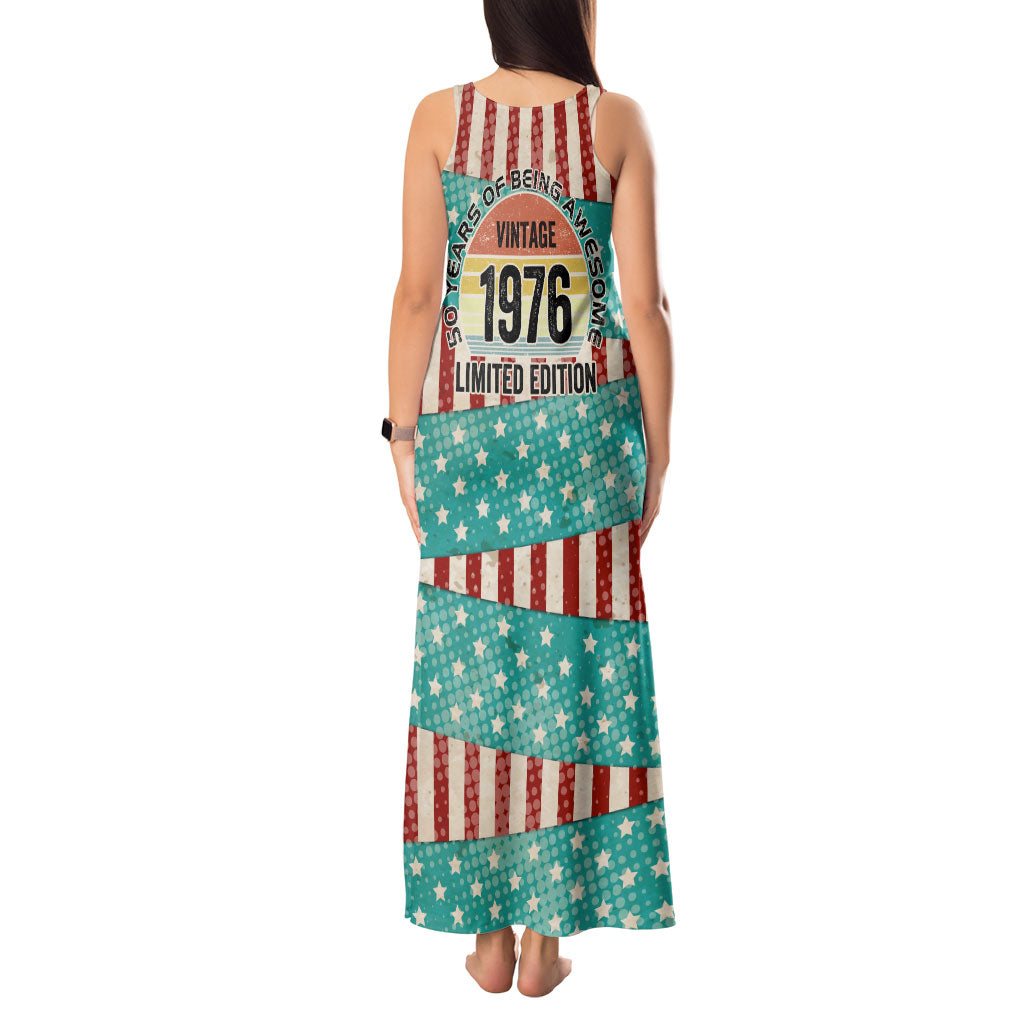 America Vintage 1976 50th Birthday Tank Maxi Dress Retro Sunset Patriotic