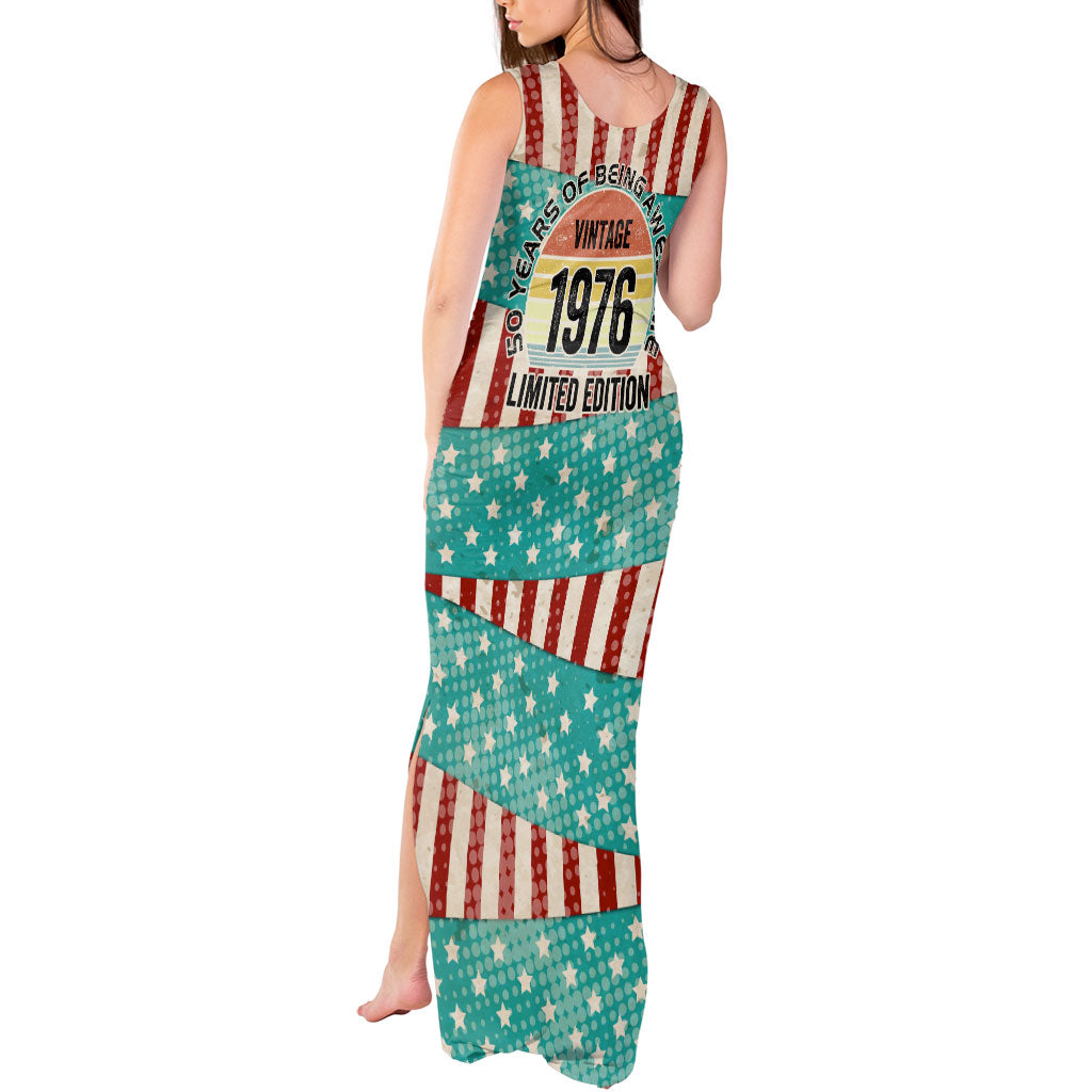 America Vintage 1976 50th Birthday Tank Maxi Dress Retro Sunset Patriotic