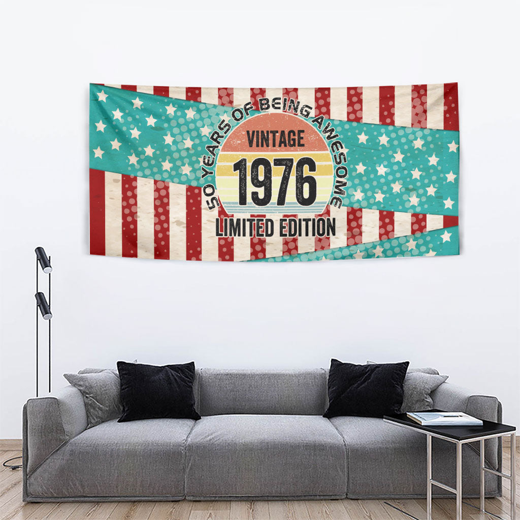 America Vintage 1976 50th Birthday Tapestry Retro Sunset Patriotic
