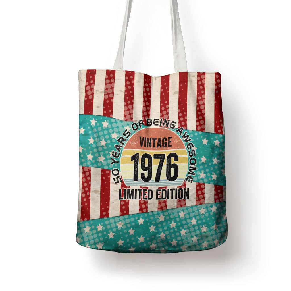 America Vintage 1976 50th Birthday Tote Bag Retro Sunset Patriotic