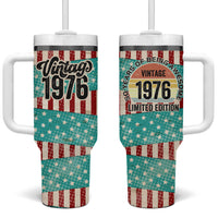 America Vintage 1976 50th Birthday Tumbler With Handle Retro Sunset Patriotic