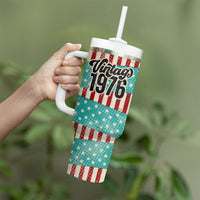America Vintage 1976 50th Birthday Tumbler With Handle Retro Sunset Patriotic