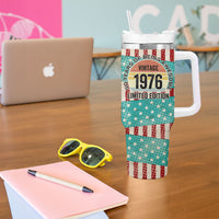 America Vintage 1976 50th Birthday Tumbler With Handle Retro Sunset Patriotic