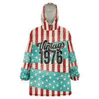 America Vintage 1976 50th Birthday Wearable Blanket Hoodie Retro Sunset Patriotic
