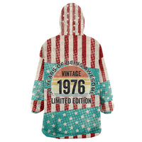 America Vintage 1976 50th Birthday Wearable Blanket Hoodie Retro Sunset Patriotic