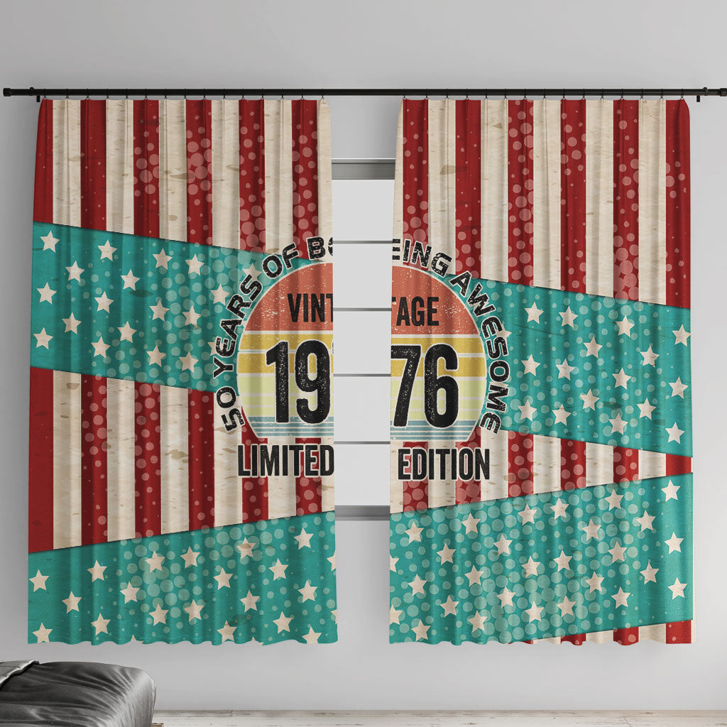 America Vintage 1976 50th Birthday Window Curtain Retro Sunset Patriotic
