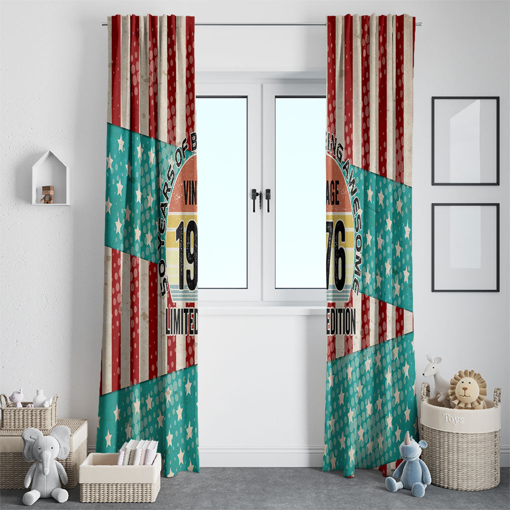 America Vintage 1976 50th Birthday Window Curtain Retro Sunset Patriotic
