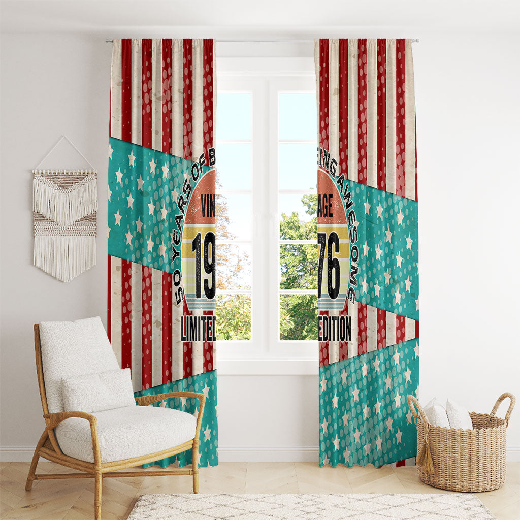 America Vintage 1976 50th Birthday Window Curtain Retro Sunset Patriotic