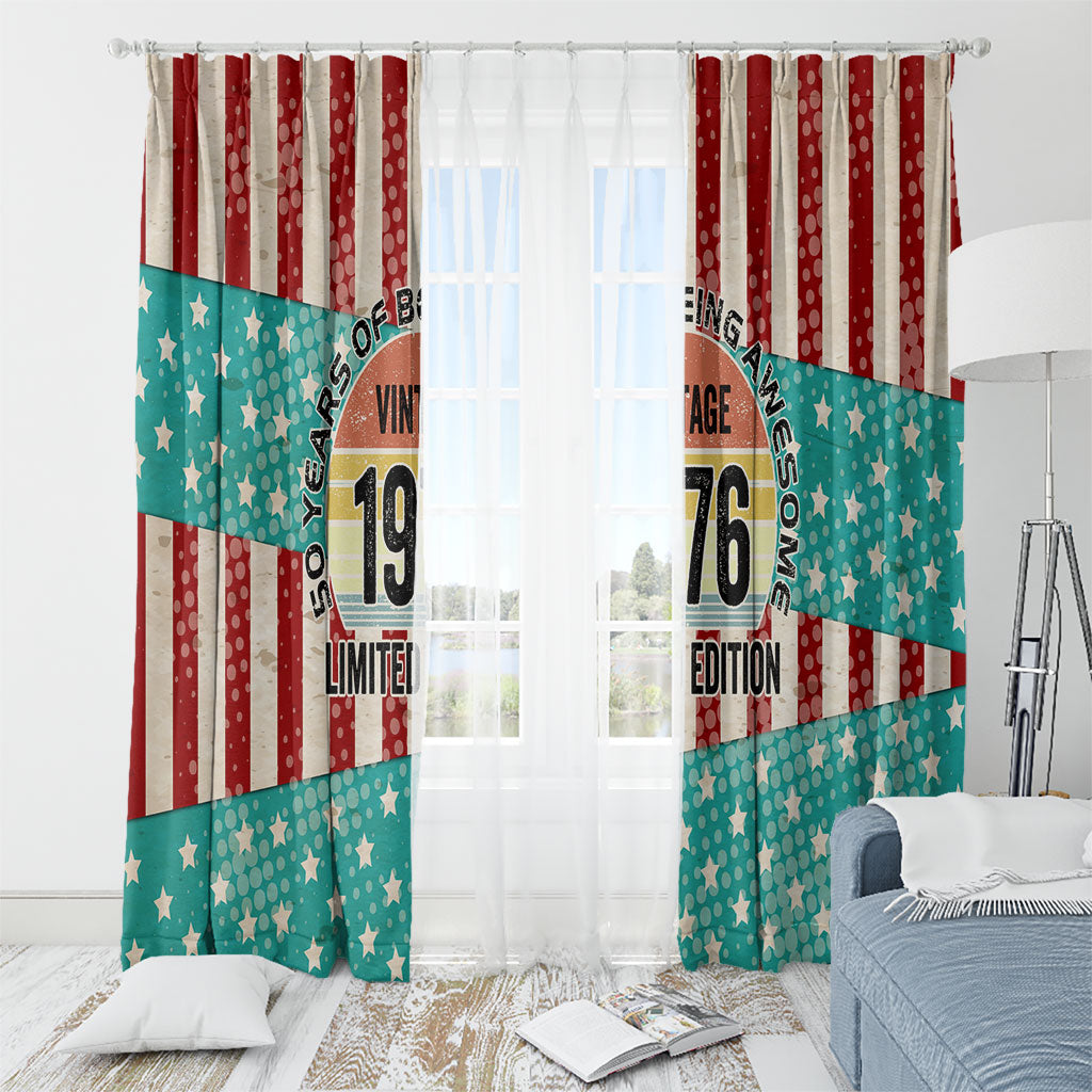 America Vintage 1976 50th Birthday Window Curtain Retro Sunset Patriotic