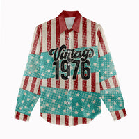 America Vintage 1976 50th Birthday Women Casual Shirt Retro Sunset Patriotic