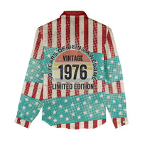 America Vintage 1976 50th Birthday Women Casual Shirt Retro Sunset Patriotic