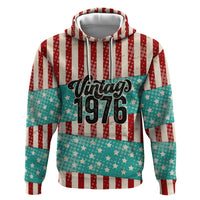 America Vintage 1976 50th Birthday Zip Hoodie Retro Sunset Patriotic